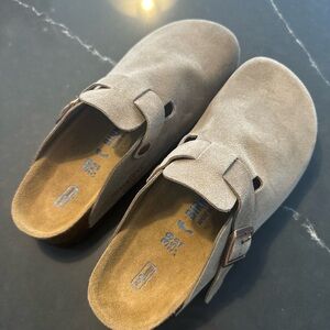 Birkenstock Taupe Suede Mules